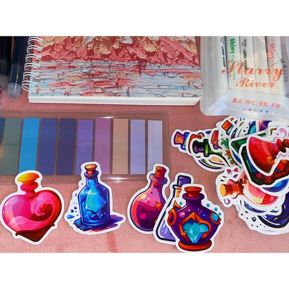 70+ Pcs Journal Notebook Pen Market Sticker Stationary School‎ Gift Set Birthday - Picture 5 of 6